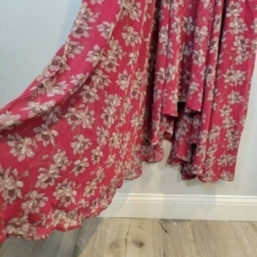Sharagano Floral Faux Wrap Midi Dress Pink Plus NWT - Picture 11 of 14